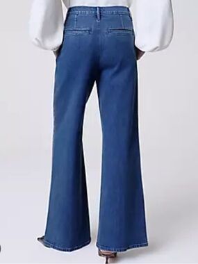 Ann Taylor Blue Flared Wide-Leg Jeans